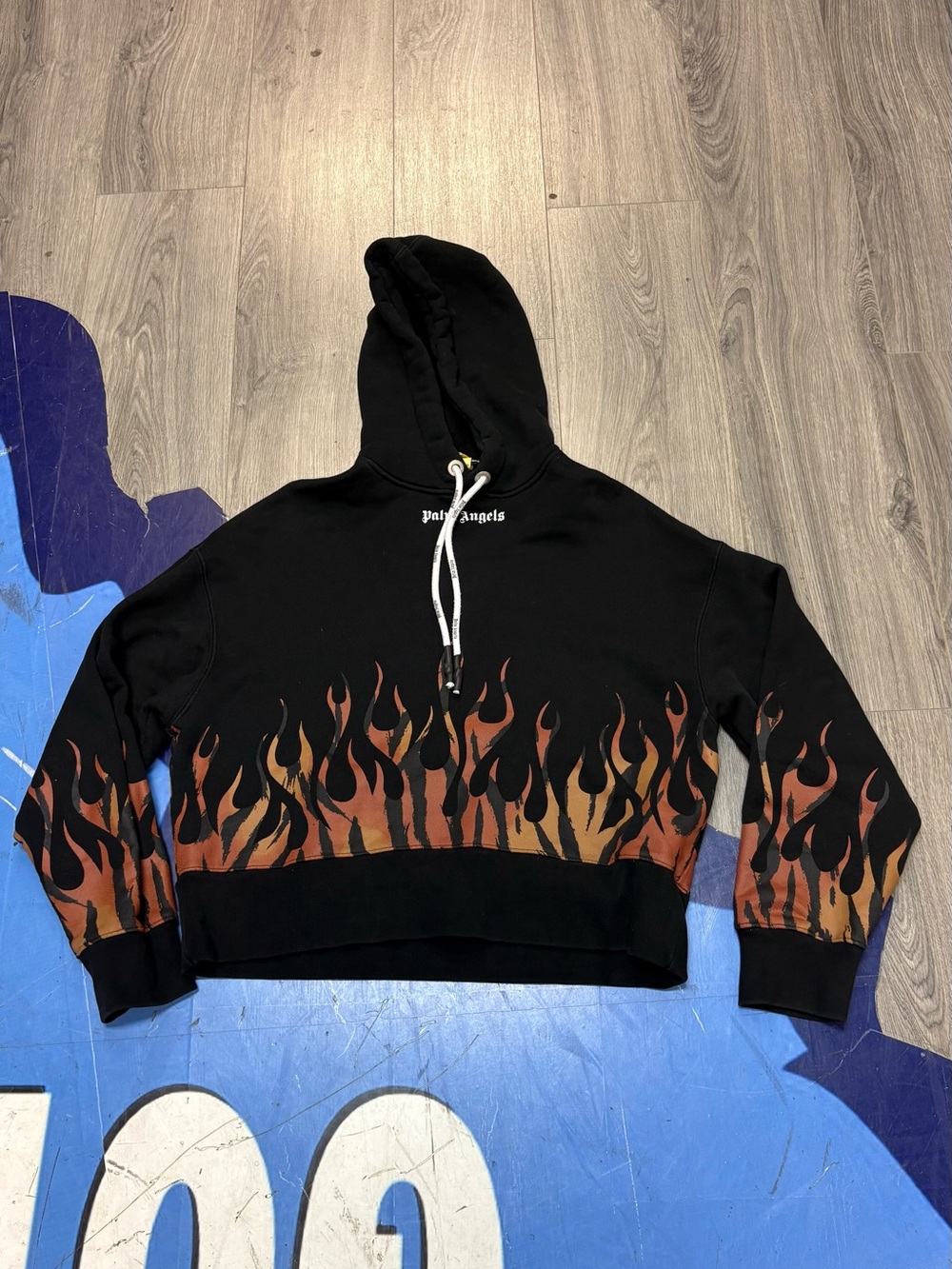 Palm Angels Black Flame-Print Hoodie